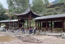 走廊式?jīng)鐾び心男邮?，連廊連接涼亭效果圖片