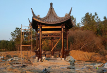 五角涼亭生產(chǎn)廠家，防腐木古建五角涼亭圖片